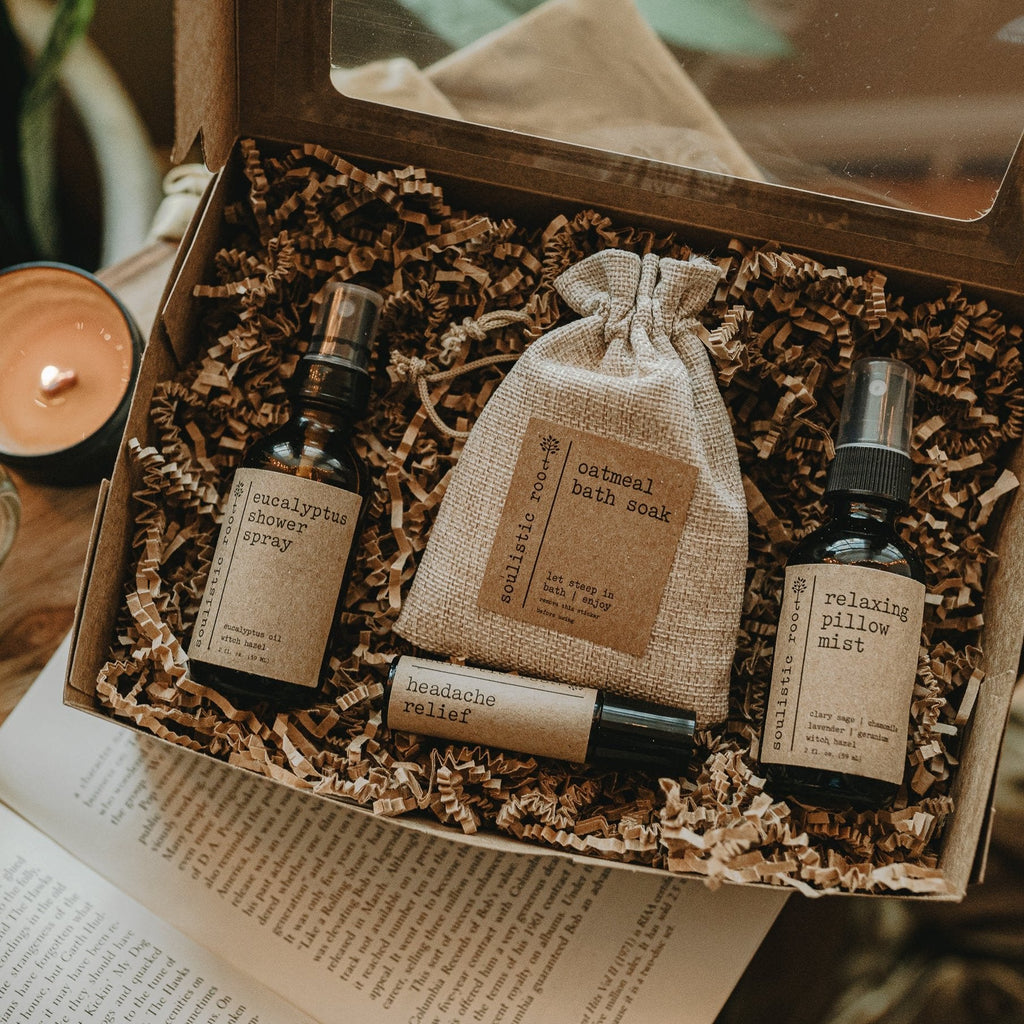 Gift Set- Shower Spray, Pillow Mist, Oatmeal Soak, Headache Relief